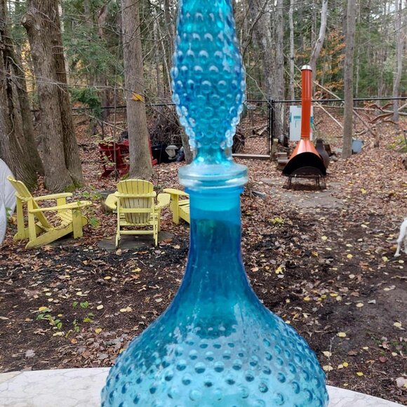 MASSIVE Vintage Murano Italy Glass Decanter Genie Bottle in Aqua Blue - Picture 1 of 10